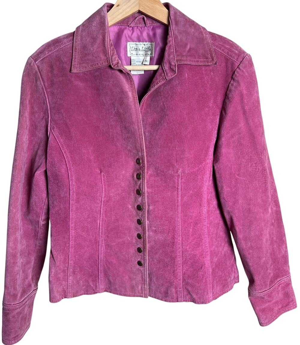 Vintage Live A Little Size PS Size 4p-6p 100% Leather Pink Button Jacket